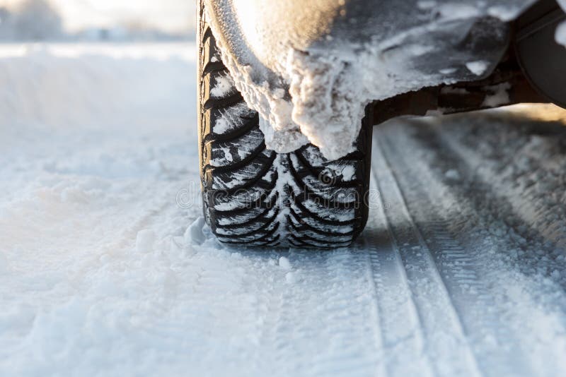 Car Winter Tires on a Snowy Road Stock Image Image of nature