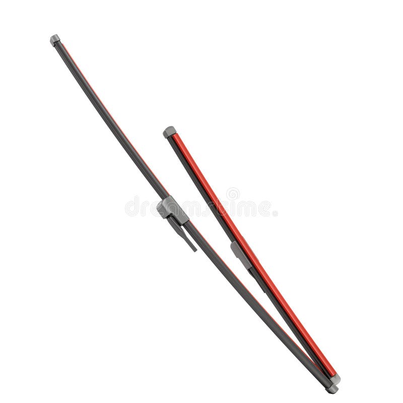 Car Wipers with Red Silicone Coating Sweep Water from the Car
