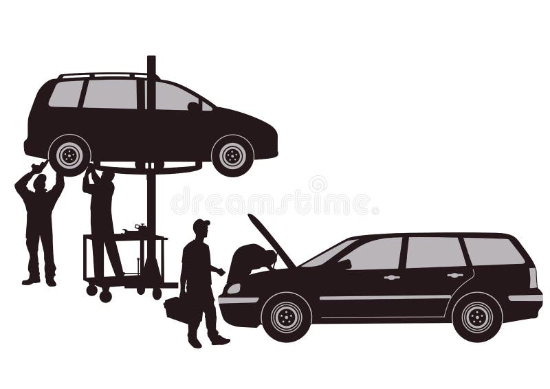 Car workshop stock illustration
