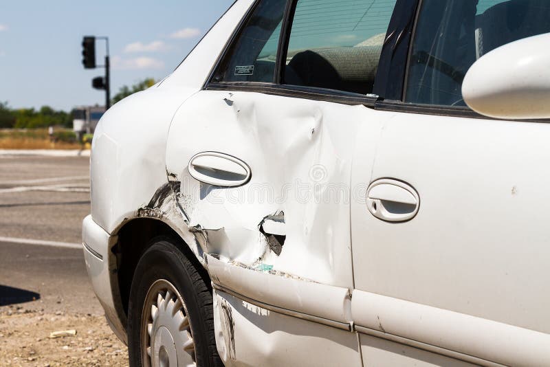 Wrecked Car on Side of Highway. Safety on Road Stock Image Image of
