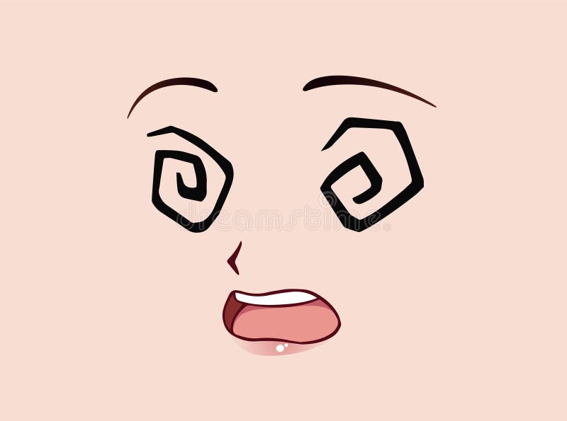 Cara De Anime Triste. Grandes Ojos Azules Estilo Manga, Naricita Y Boca  Kawaii. Ilustración De Dibujos Animados De Vector Dibujado A Mano.  Ilustraciones svg, vectoriales, clip art vectorizado libre de derechos.  Image