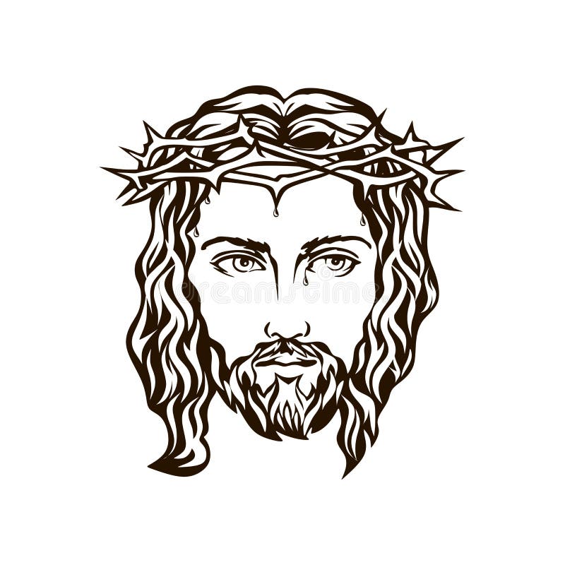 Cara de la mano de Jesús dibujada stock de ilustración Cara de la mano de Jesús dibujada stock de ilustración