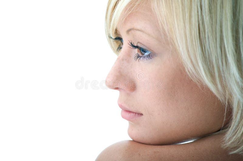 Beauty woman face on white background. Beauty woman face on white background