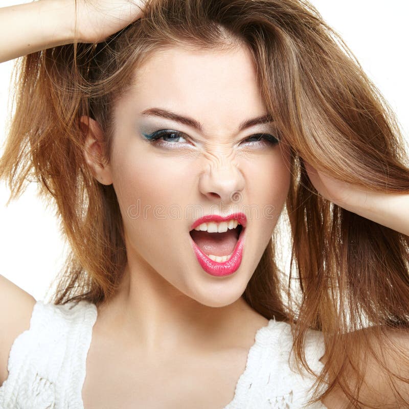 Cara de la mujer de la belleza Sonrisa de la chica joven fotos de archivo libres de regalías