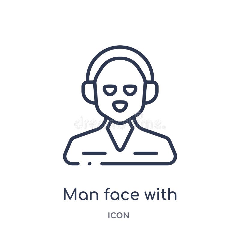 Cara del hombre con el icono de los auriculares de la colección del esquema de la gente Fino cara del juez de línea con el icon ilustración del vector Cara del hombre con el icono de los auriculares de la colección del esquema de la gente Fino cara del juez de línea con el icon ilustración del vector