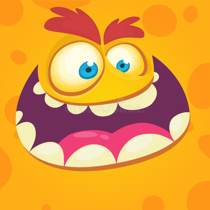 Cara del monstruo de la historieta Vector al avatar fresco feliz del monstruo de Halloween o vaya de fiesta la máscara stock de ilustración Cara del monstruo de la historieta Vector al avatar fresco feliz del monstruo de Halloween o vaya de fiesta la máscara stock de ilustración