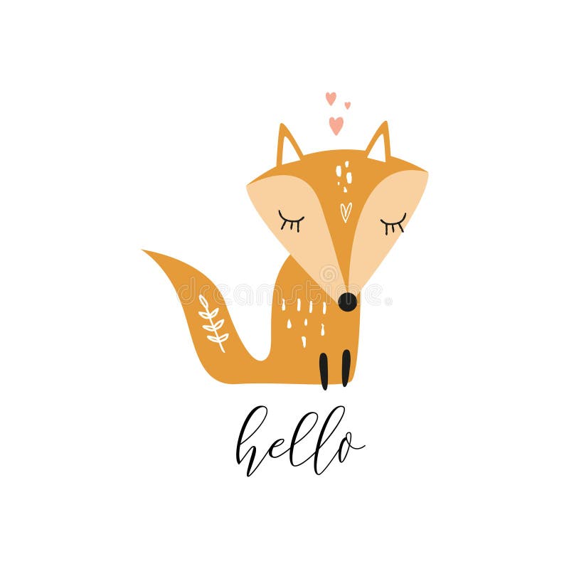 Cara del zorro del vector con frase hola Ejemplo dibujado mano linda ilustración del vector Cara del zorro del vector con frase hola Ejemplo dibujado mano linda ilustración del vector