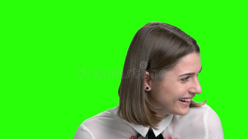 Cara feliz alegre del ` s de la mujer, emociones positivas almacen de video