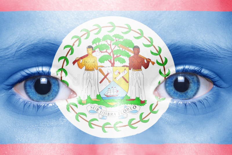 Cara humana del ` s con la bandera de Belice fotos de archivo libres de regalías Cara humana del ` s con la bandera de Belice fotos de archivo libres de regalías