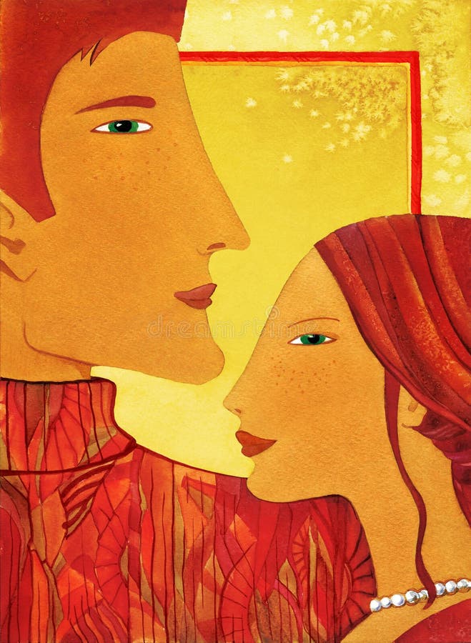 Cara a cara Perfil de joven y mujer de cabello largo, estilizado Renacimiento imágenes de archivo libres de regalías Cara a cara Perfil de joven y mujer de cabello largo, estilizado Renacimiento imágenes de archivo libres de regalías
