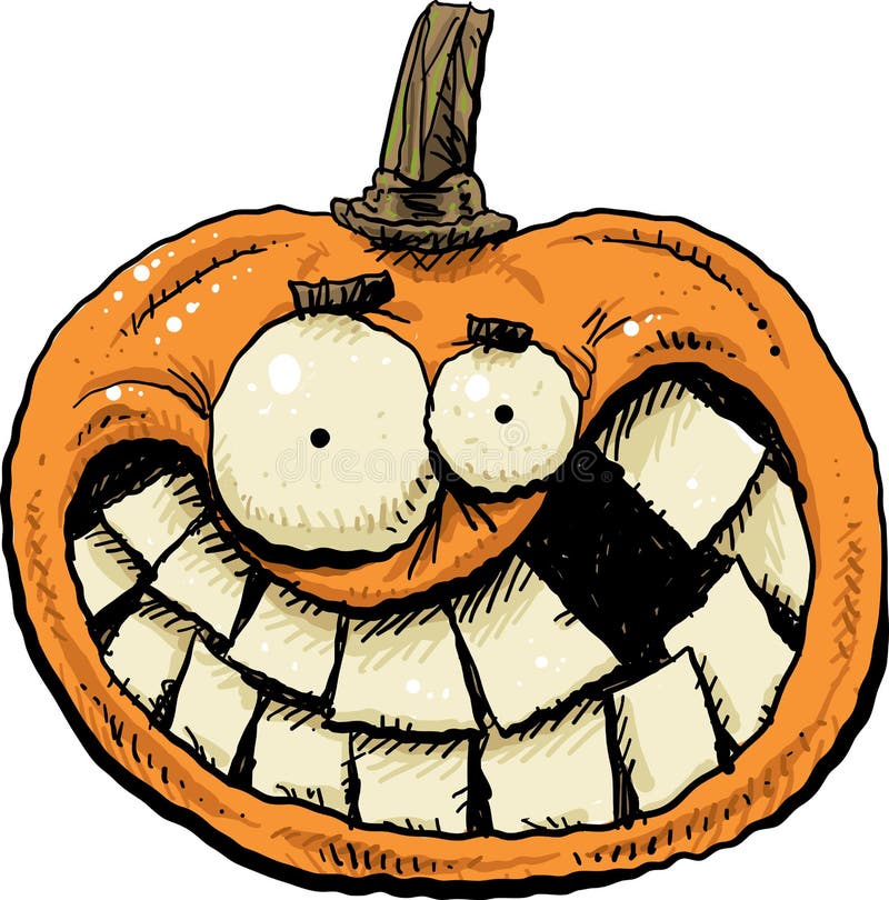 Cara sonriente de la calabaza de la historieta ilustración del vector