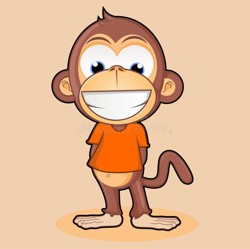 Cara sonriente del personaje de dibujos animados lindo del mono libre illustration Cara sonriente del personaje de dibujos animados lindo del mono libre illustration