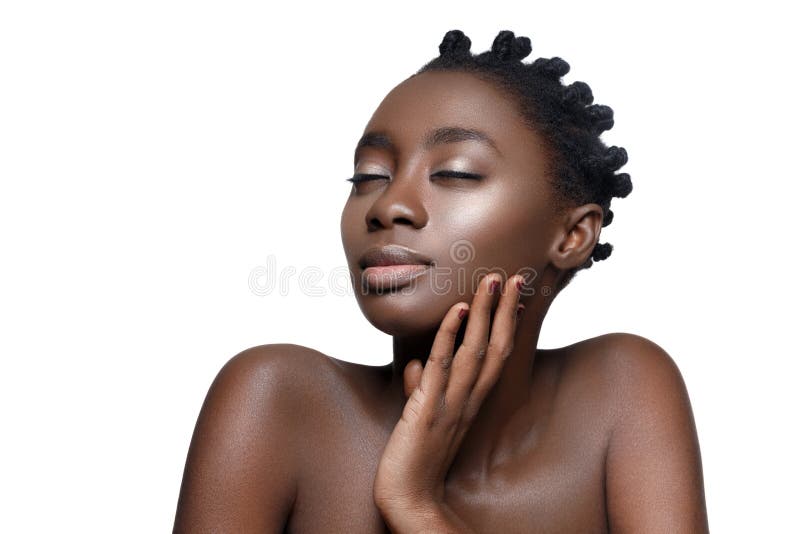 Cara tocante da menina preta bonita imagens de stock