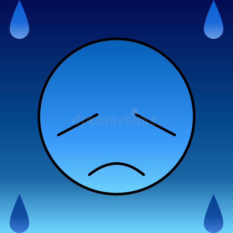 Cara Triste De Azul Con Lágrima 01 Ilustración del Vector Ilustración