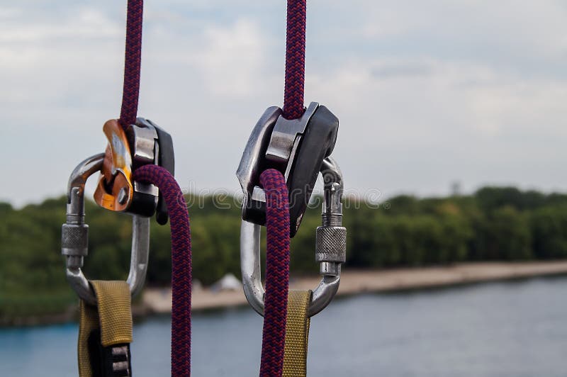 Carabiner for Mountaineering Stock Image Image of device