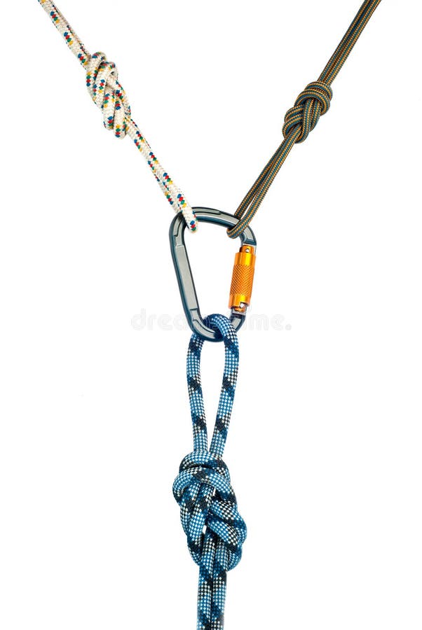 Carabiner and three ropes