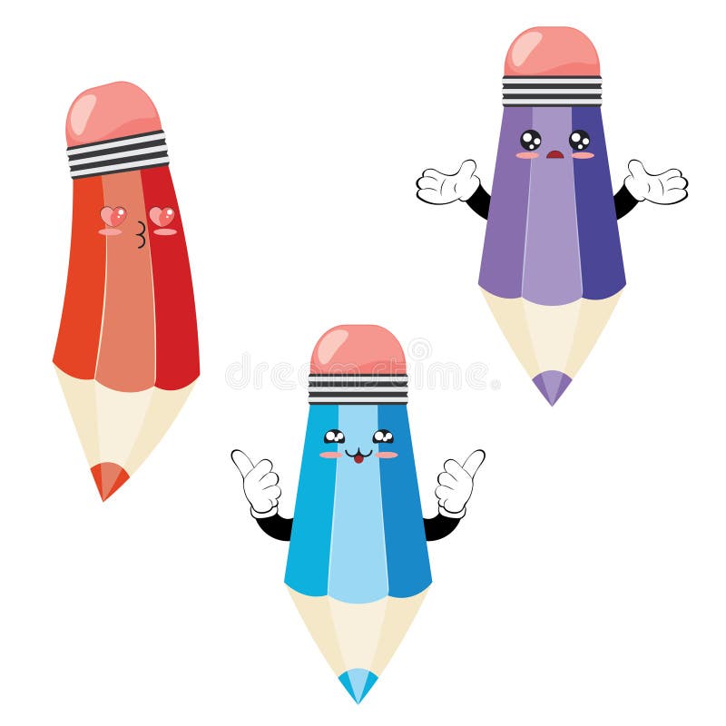 Crayons De Couleur Fournitures Scolaires Kawaii Kawaii Image Icône