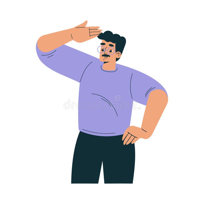 Caracter bărbat, priviți în față ca ilustrare vectorială a membrului echipei productive vector illustration