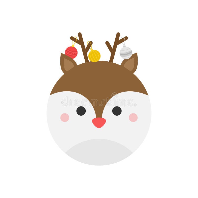 Caracter vetor redondo de natal de rena ilustração stock Caracter vetor redondo de natal de rena ilustração stock