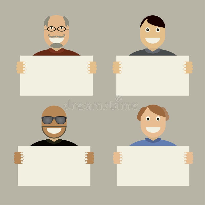 Caractere cu vector de placă albă stock illustration