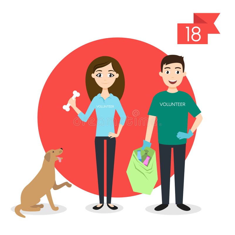 Caracteres de la profesión: hombre y mujer voluntario libre illustration Caracteres de la profesión: hombre y mujer voluntario libre illustration