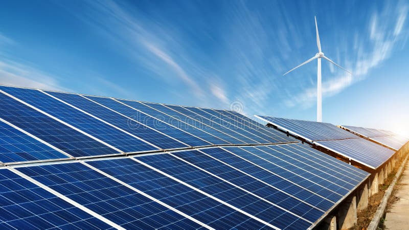 Características dos painéis solares fotografia de stock