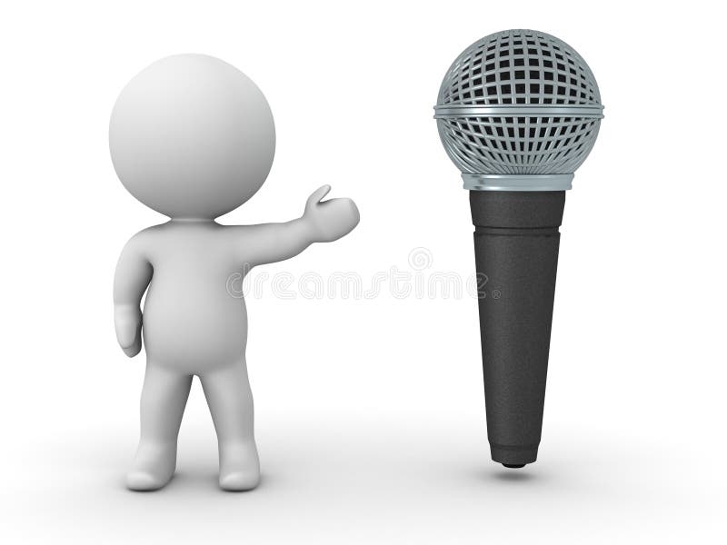 caractère 3D montrant le microphone illustration libre de droits caractère 3D montrant le microphone illustration libre de droits