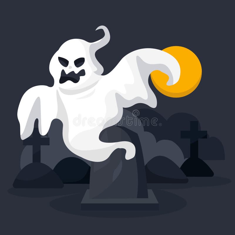 Caractère de fantôme de Halloween sur le fond effrayant de château avec la lune Veille de la toussaint heureuse cartoon illustration libre de droits Caractère de fantôme de Halloween sur le fond effrayant de château avec la lune Veille de la toussaint heureuse cartoon illustration libre de droits
