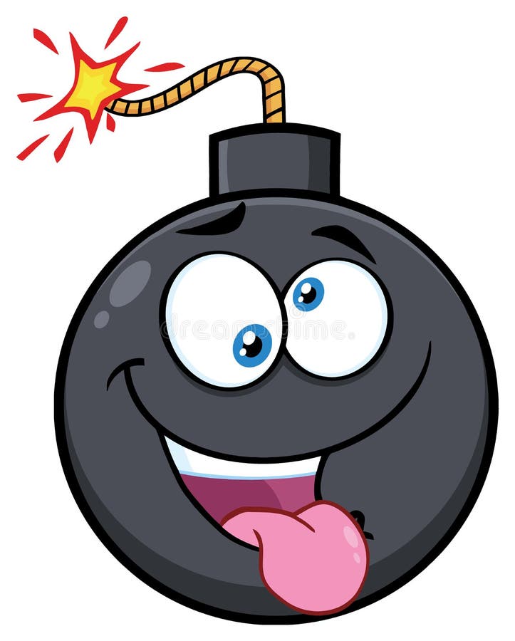 Caractère fou de mascotte de bande dessinée de visage de bombe avec des expressions illustration de vecteur Caractère fou de mascotte de bande dessinée de visage de bombe avec des expressions illustration de vecteur