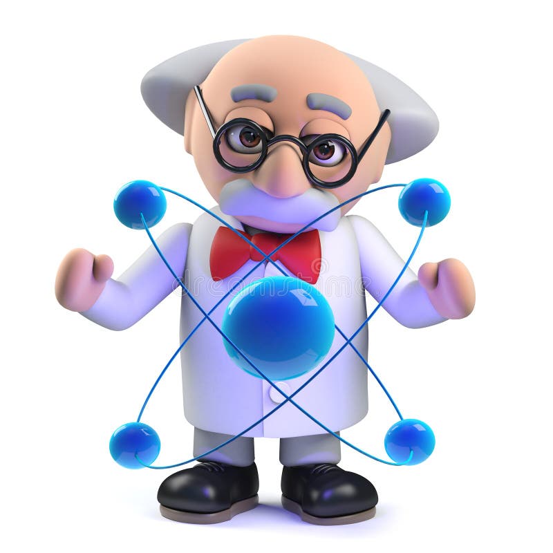 caractère fou de professeur du scientifique 3d étudiant un atome illustration libre de droits caractère fou de professeur du scientifique 3d étudiant un atome illustration libre de droits