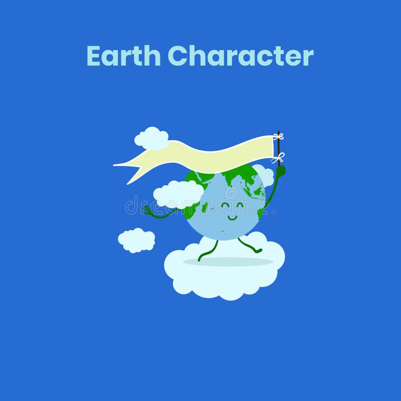 Caractère mignon et drôle de la terre avec le drapeau pour le jour de terre illustration de vecteur Caractère mignon et drôle de la terre avec le drapeau pour le jour de terre illustration de vecteur