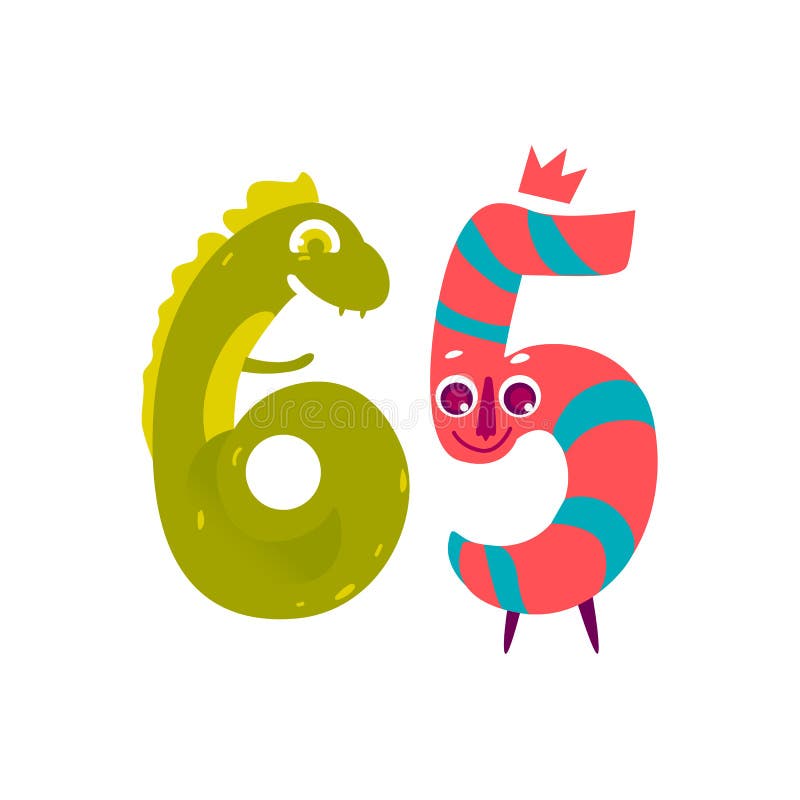 Caractère numéro animallike soixante-cinq 65 de vecteur illustration de vecteur Caractère numéro animallike soixante-cinq 65 de vecteur illustration de vecteur