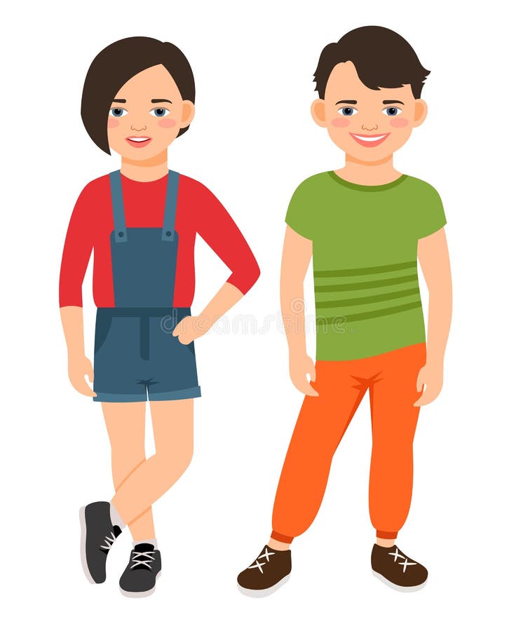 Caractères de l'adolescence de garçon et de fille de mode illustration libre de droits Caractères de l'adolescence de garçon et de fille de mode illustration libre de droits