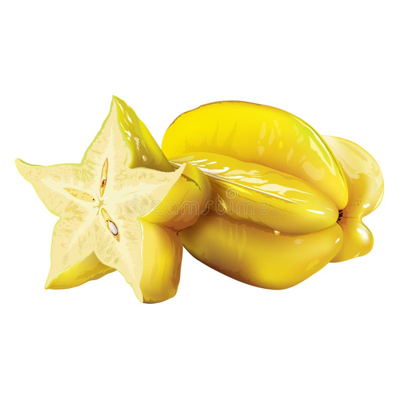 Carambola, starfruit no fundo branco ilustração stock Carambola, starfruit no fundo branco ilustração stock
