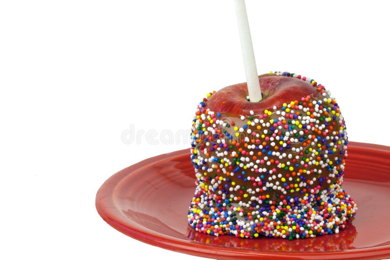 Caramel apple with rainbow sprinkles