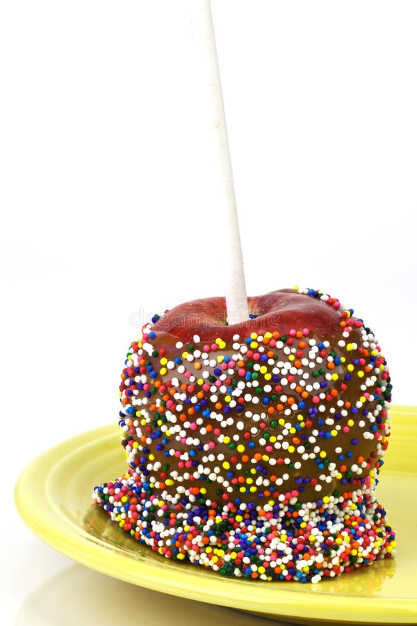 Caramel Apple With Rainbow Sprinkles Stock Image Image of halloween