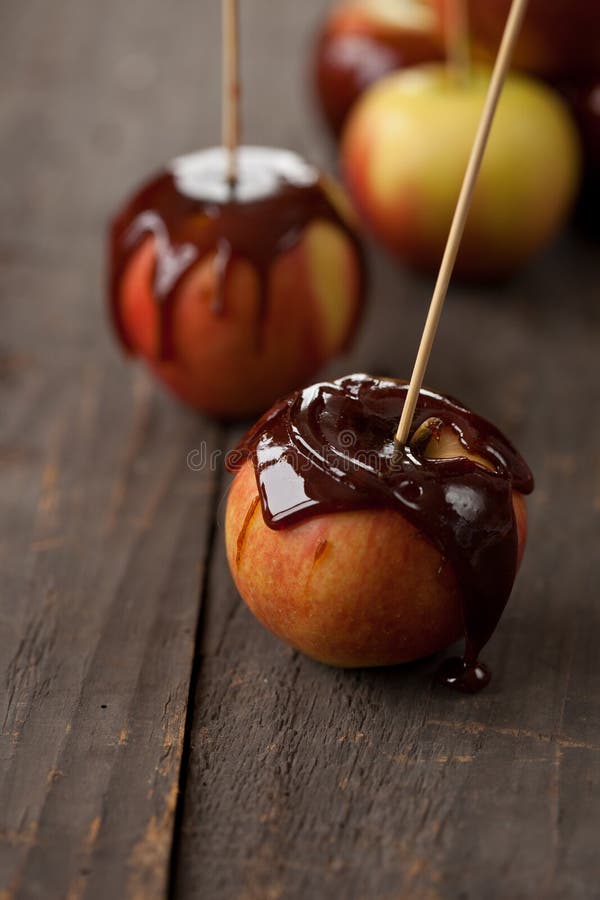 Caramel apples stock photo