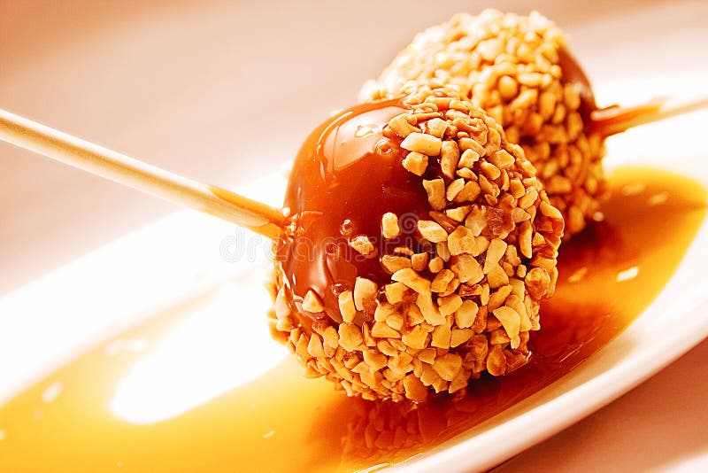 Caramel apples stock photo