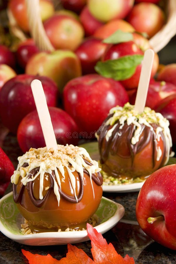 Caramel apples stock images