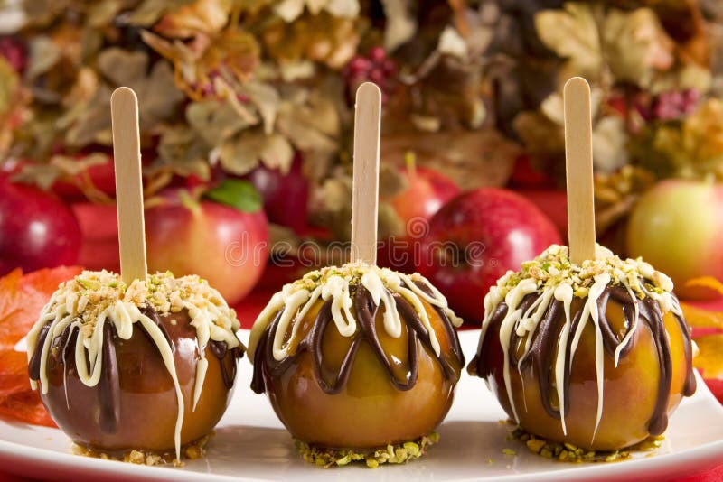 Caramel apples stock photo