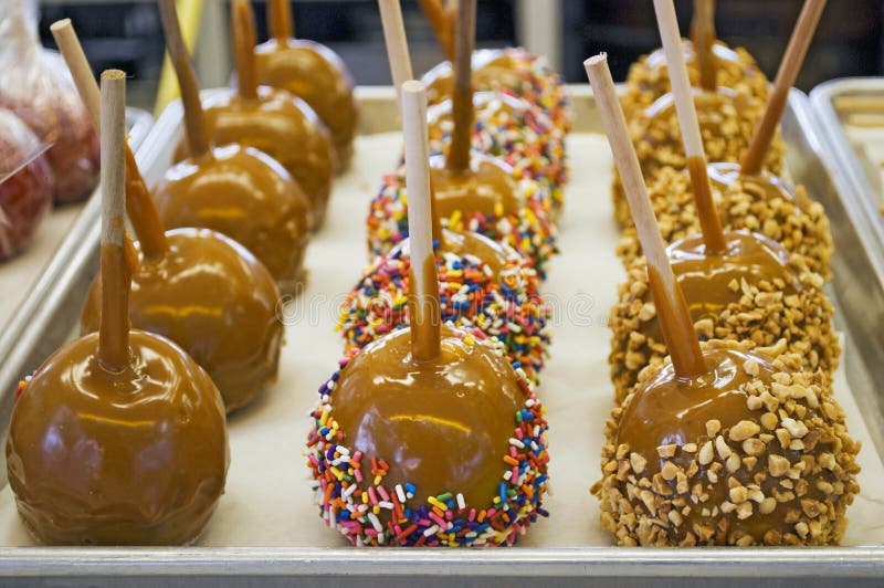 Caramel apples at the fair stock photography