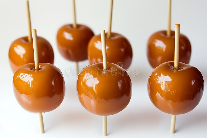 Caramel Apples på Sticks Autumn Treats vektor illustrationer