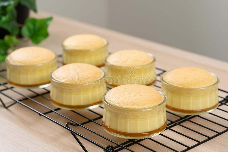 Caramel Custard Pudding Cake in Glass Bowl Stock Image Image of baked