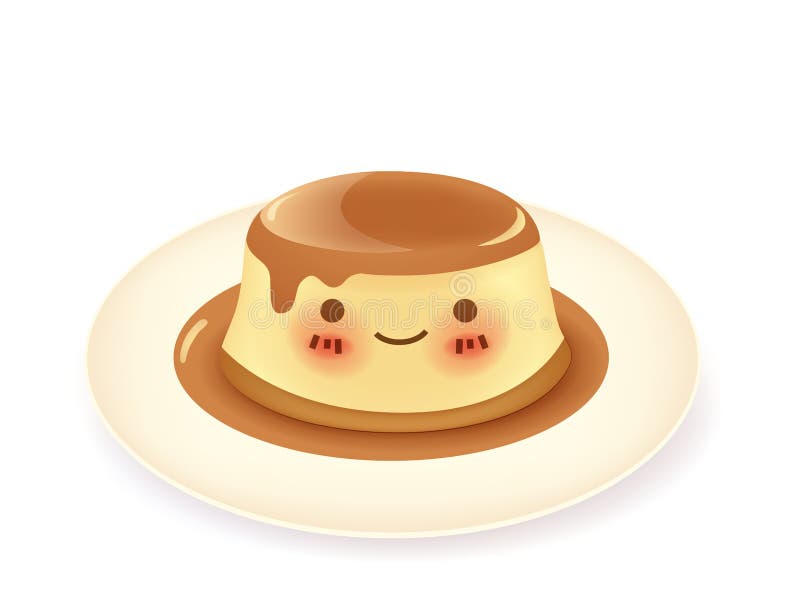 Caramel custard pudding stock illustration. Illustration of cartoon
