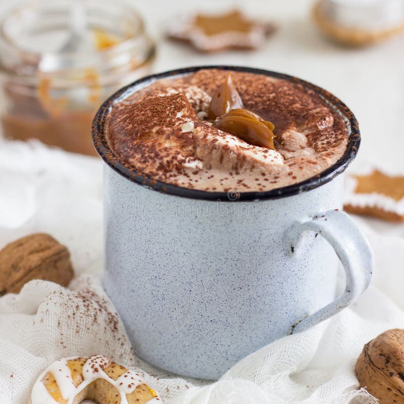 Caramel Hot Chocolate stock photo. Image of rustic, sweet 81762774