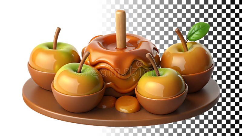 Caramel-äpplen på söt dessert höstbehandling och festive food png transparent image Generative AI. Caramel-äpplen på pinnar en söt dessert och hösten behandlar perfekt för matmatmatteman.. Idealisk för formgivning av designer, semesterkampanjer och projekt som kräver en aning säsongsberoende söthet. Dessa äpplen är autumnala.