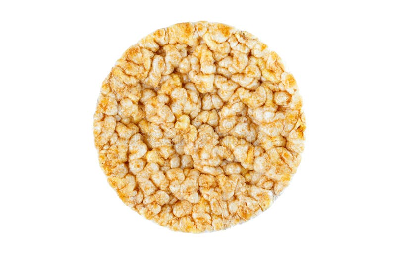 Caramelized Corn Cakes. Puffed Whole Grain Crispbread Isolated on White