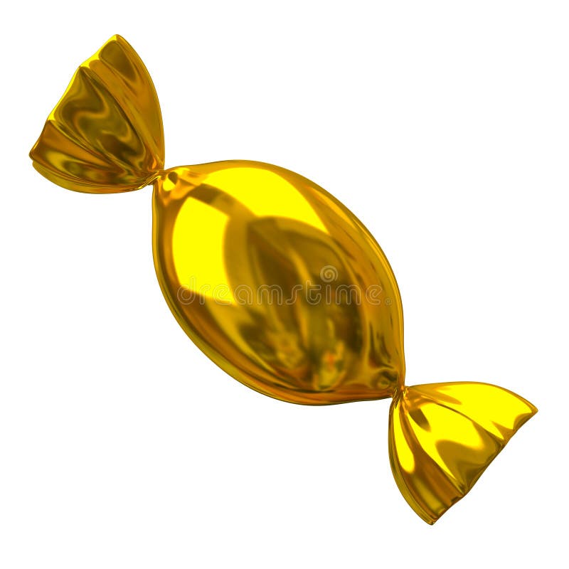 3d illustration of golden candy. 3d illustration of golden candy