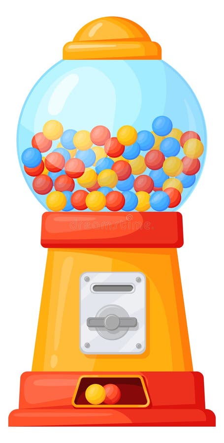 Sweet candy machine. Cartoon gumballs. Chewing gums isolated on white background. Sweet candy machine. Cartoon gumballs. Chewing gums isolated on white background