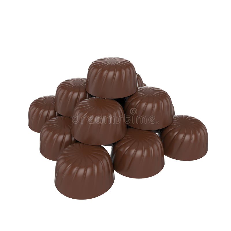 Caramelle di cioccolato isolate su fondo bianco, rappresentazione 3d fotografie stock Caramelle di cioccolato isolate su fondo bianco, rappresentazione 3d fotografie stock